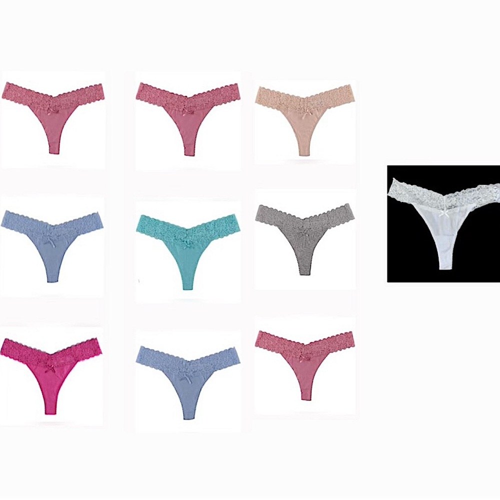 NEW! 10x Thong Panties Bundle - Cotton & Lace, Size Medium